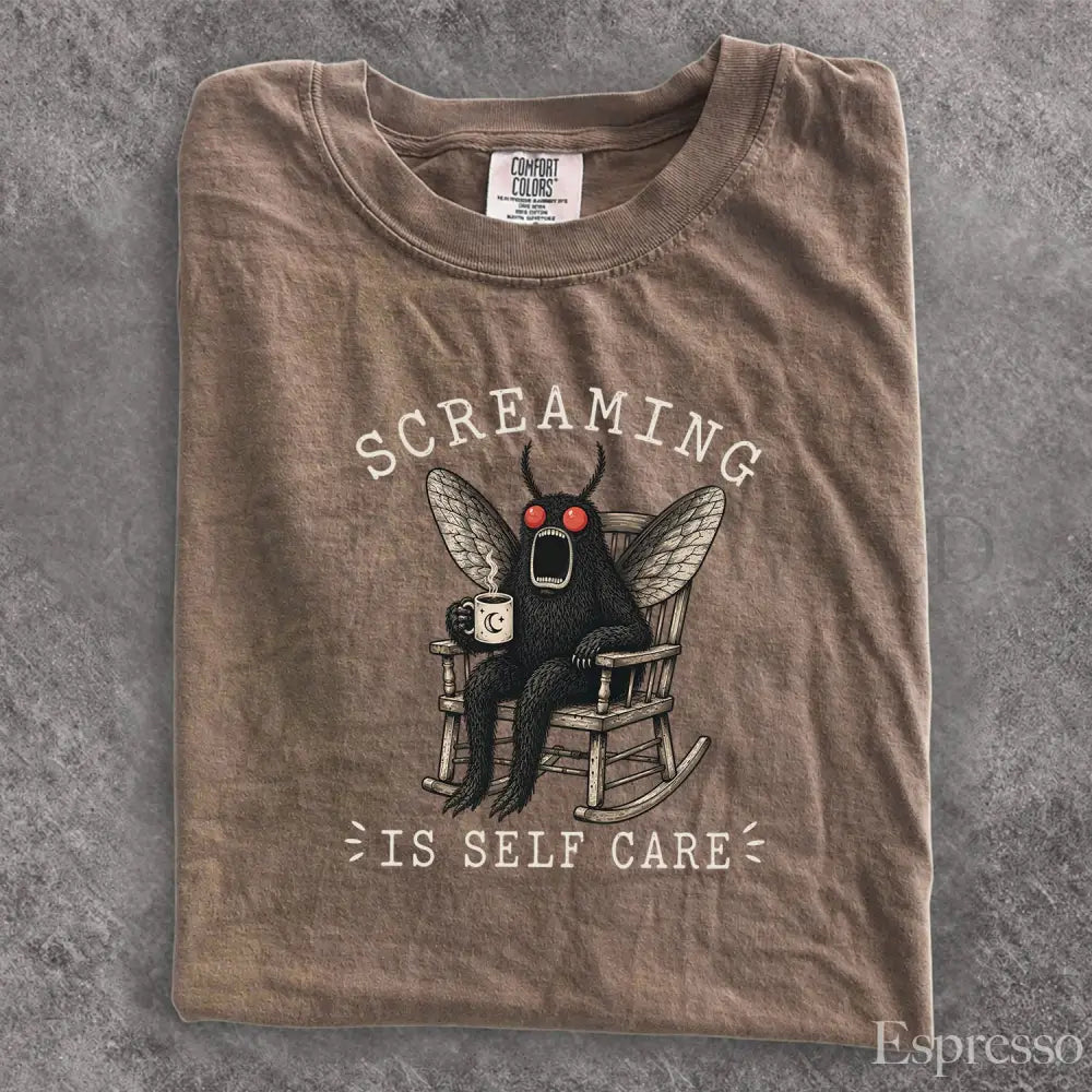 Screaming Is Self Care Mothman Comfort Colors T-Shirt - Espresso / S - T-Shirt