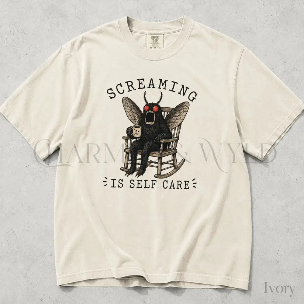 Screaming Is Self Care Mothman Comfort Colors T-Shirt - Ivory / S - T-Shirt