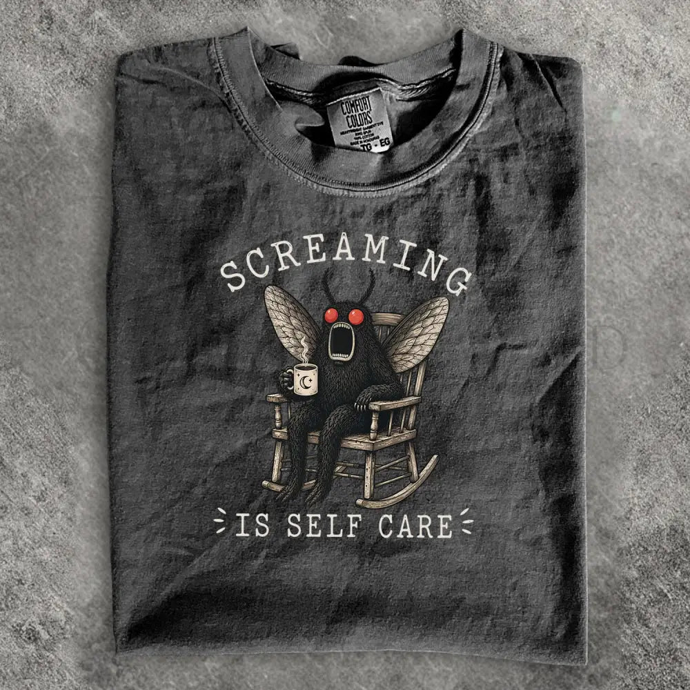 Screaming Is Self Care Mothman Comfort Colors T-Shirt - Pepper / S - T-Shirt