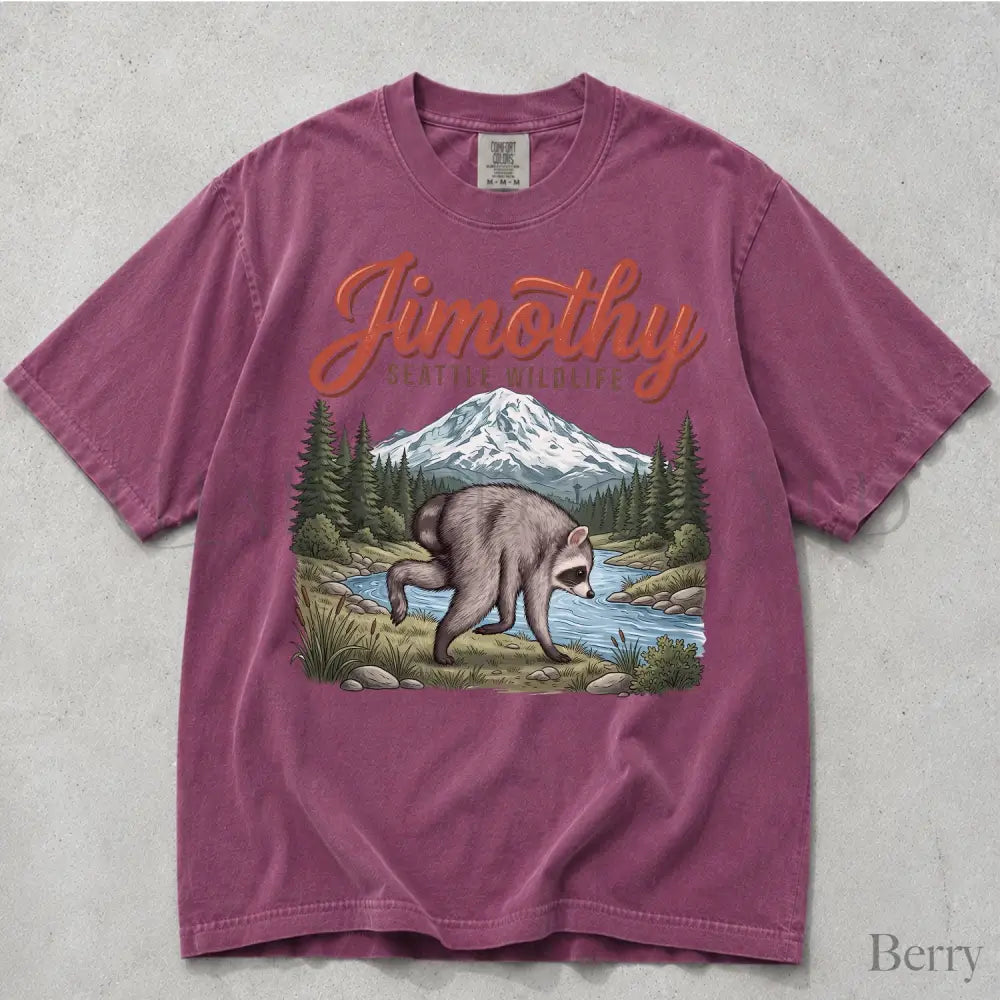 Seattle Wildlif Jimothy Raccoon Comfort Colors T-Shirt - Berry / S - T-Shirt