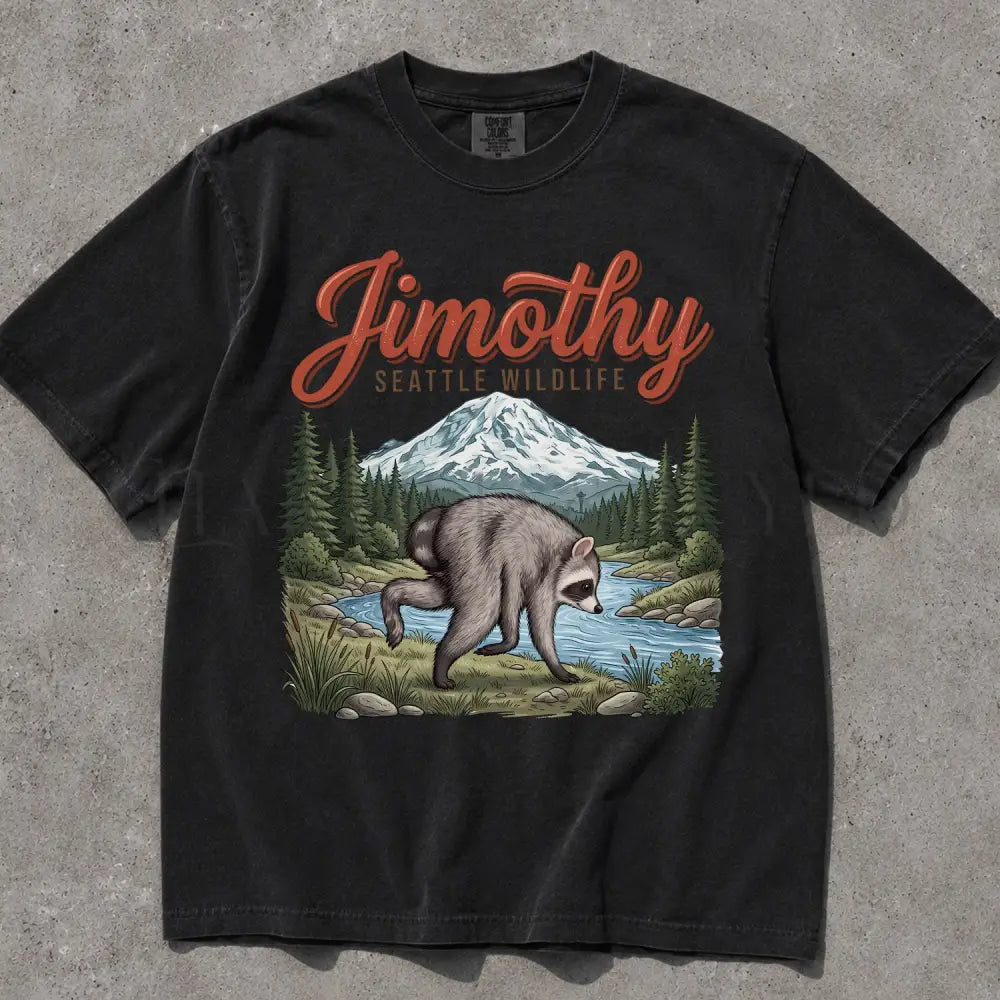 Seattle Wildlif Jimothy Raccoon Comfort Colors T-Shirt - Black / S - T-Shirt