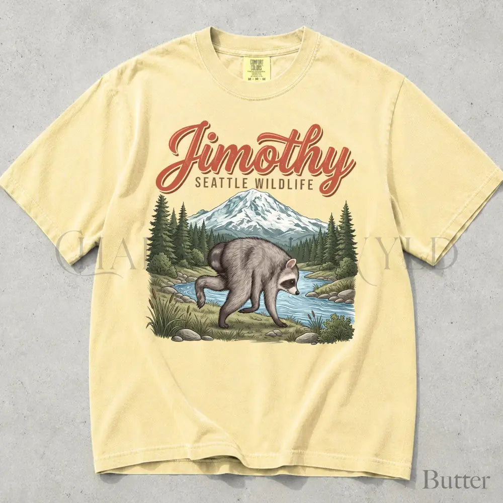 Seattle Wildlif Jimothy Raccoon Comfort Colors T-Shirt - Butter / S - T-Shirt