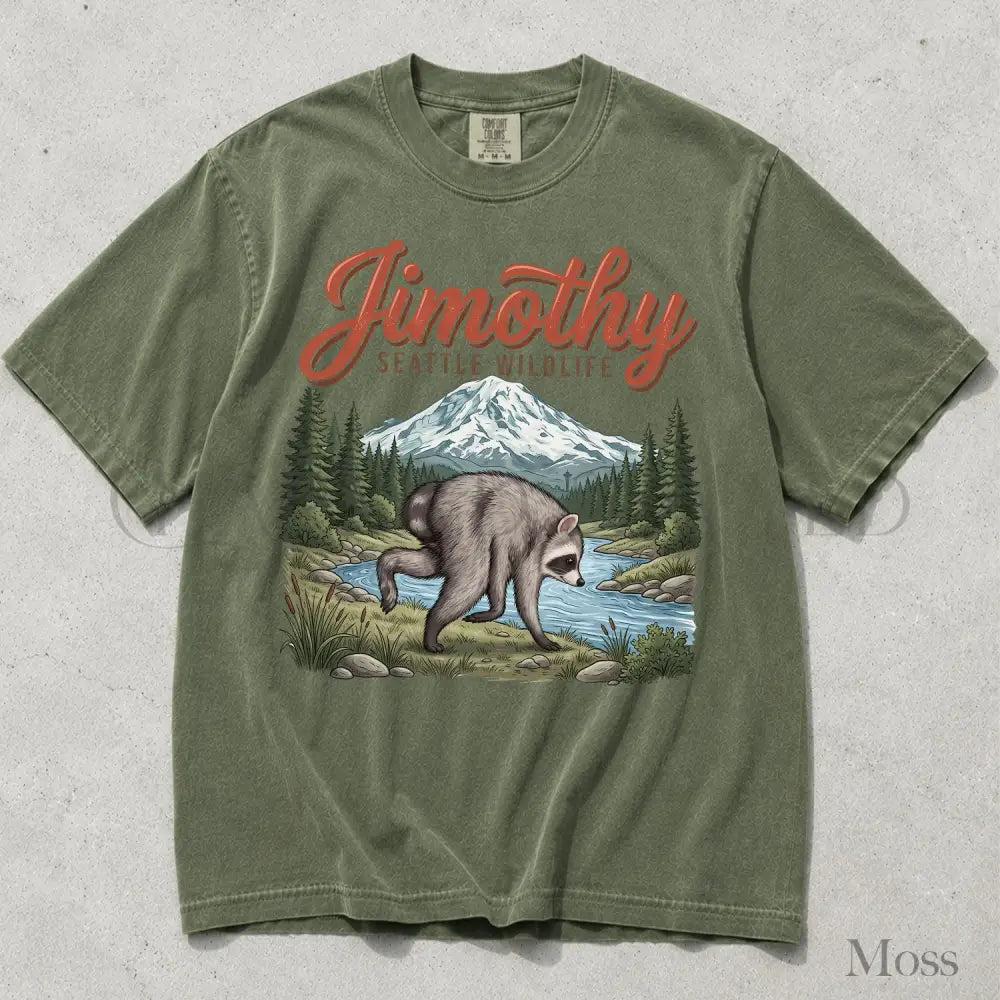 Seattle Wildlif Jimothy Raccoon Comfort Colors T-Shirt - Moss / S - T-Shirt