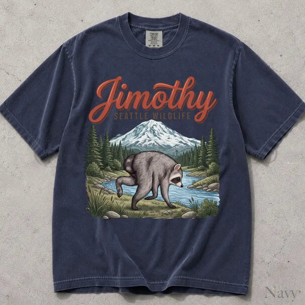 Seattle Wildlif Jimothy Raccoon Comfort Colors T-Shirt - Navy / S - T-Shirt
