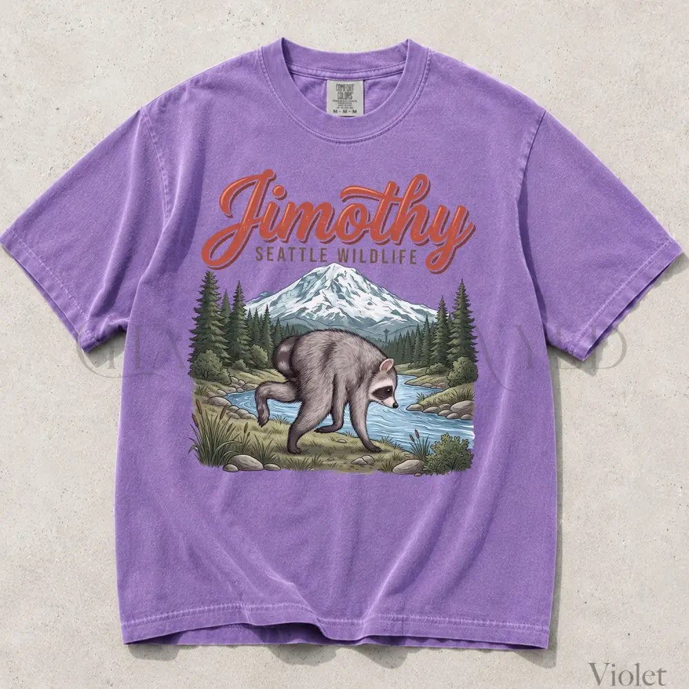 Seattle Wildlif Jimothy Raccoon Comfort Colors T-Shirt - Violet / S - T-Shirt