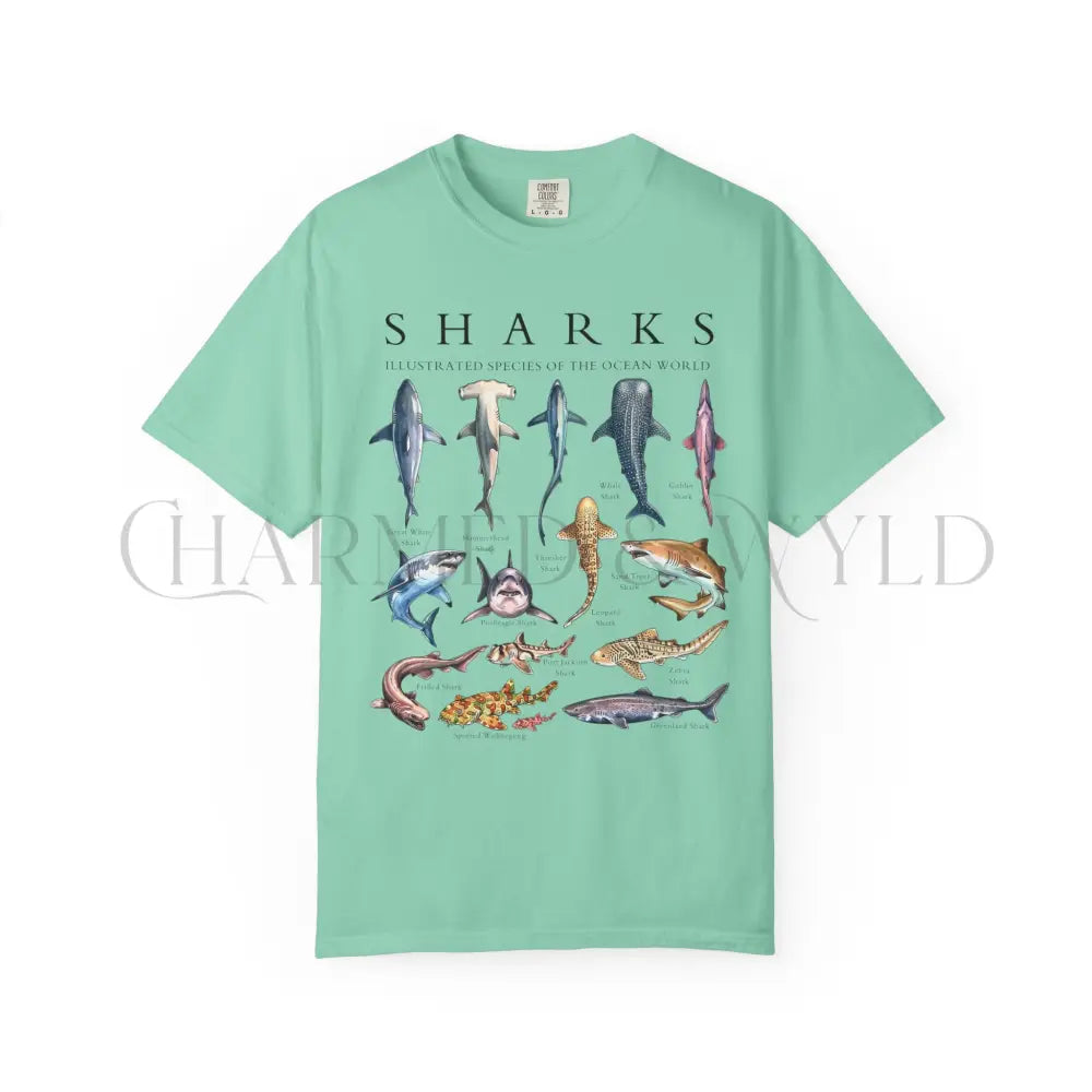 Shark Chart Comfort Colors T-Shirt - Island Reef / S - T-Shirt