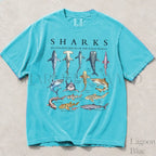 Shark Chart Comfort Colors T-Shirt - Lagoon Blue / S - T-Shirt