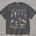 Shark Chart Comfort Colors T-Shirt - Pepper / S - T-Shirt
