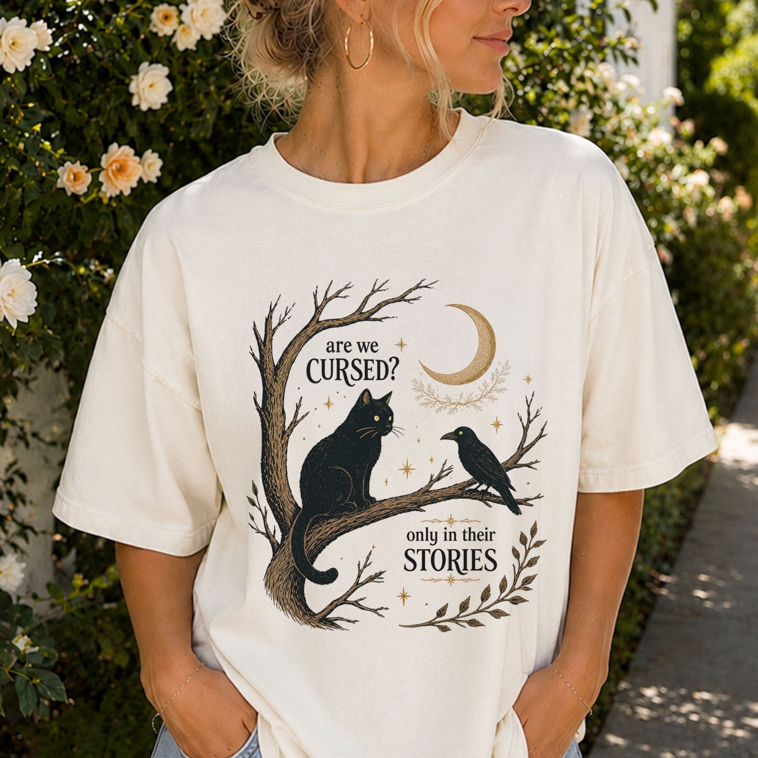 Are We Cursed Black Cat Raven T-Shirt
