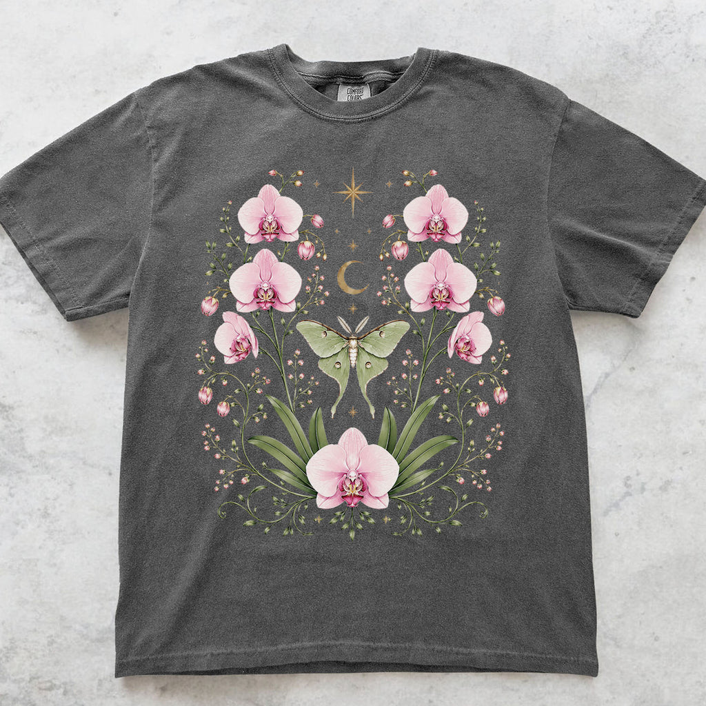 Moonlit Pink Orchid Flower T-Shirt