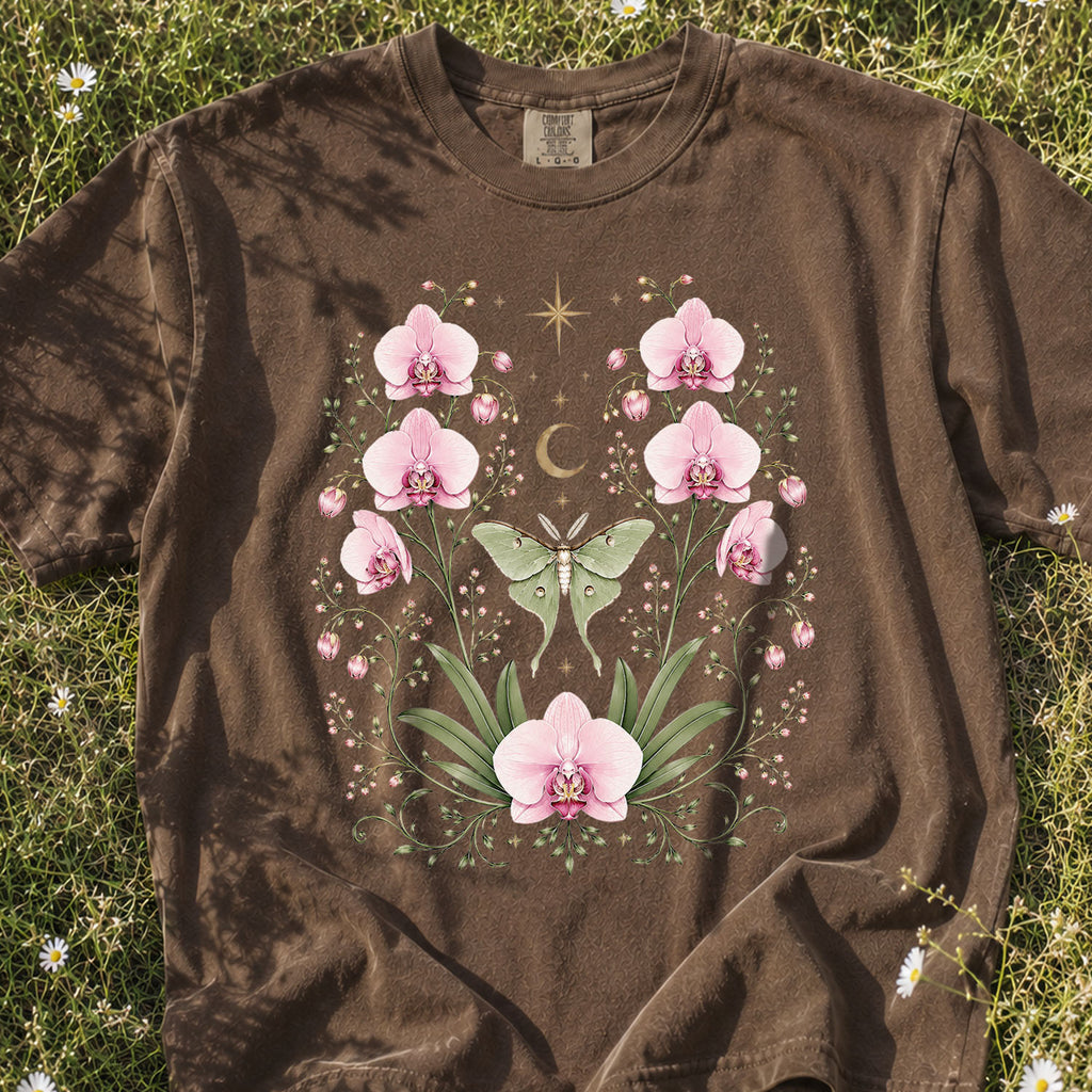 Moonlit Pink Orchid Flower T-Shirt