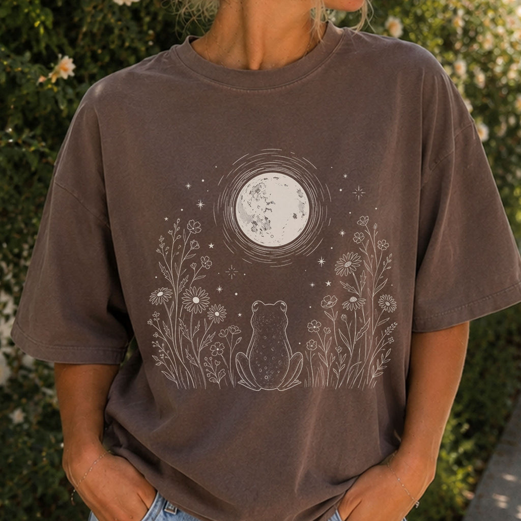 Frog Stargazing Moon T-Shirt