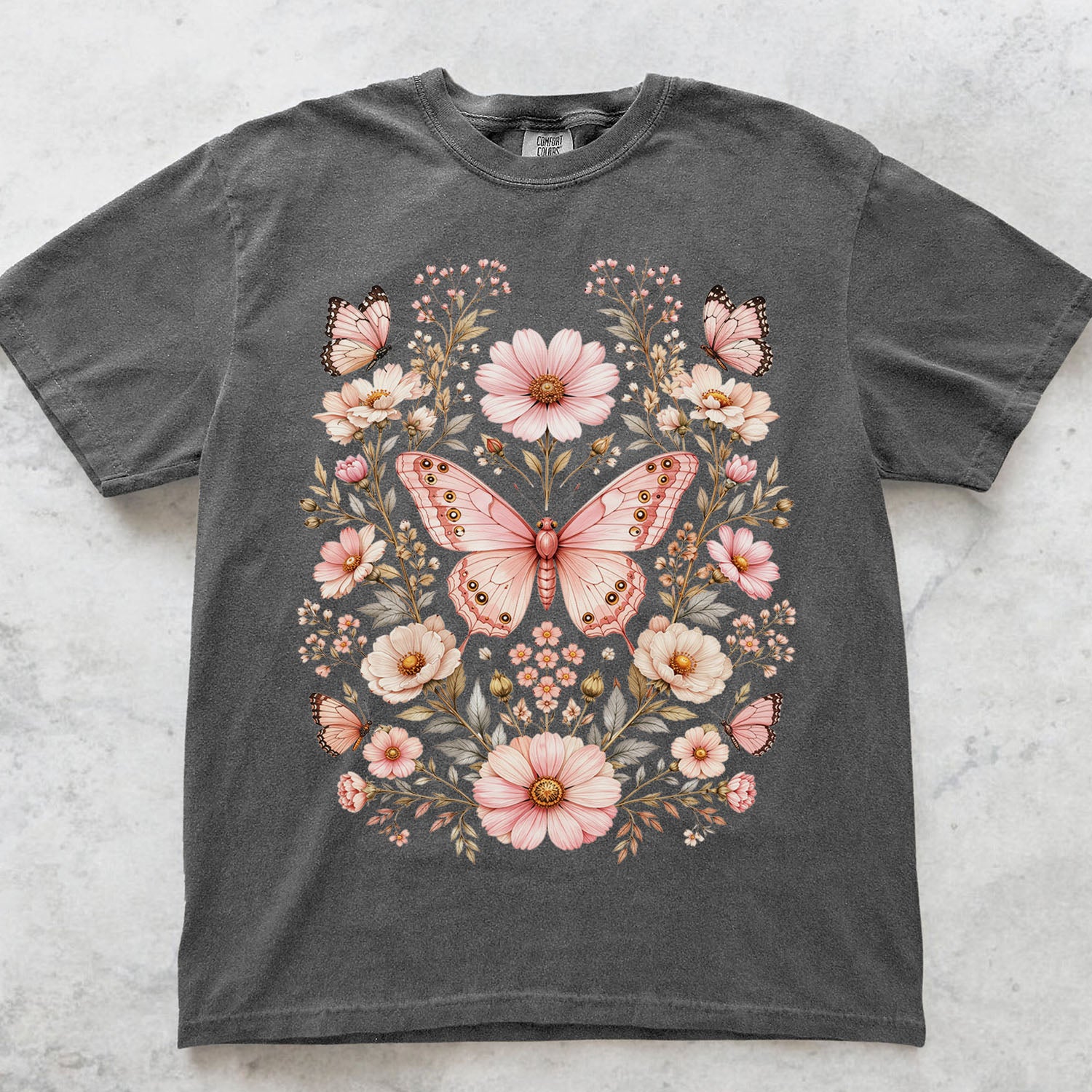 Pink Butterfly Graphic T-Shirt