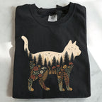 Cat Wildflower Graphic T-Shirt