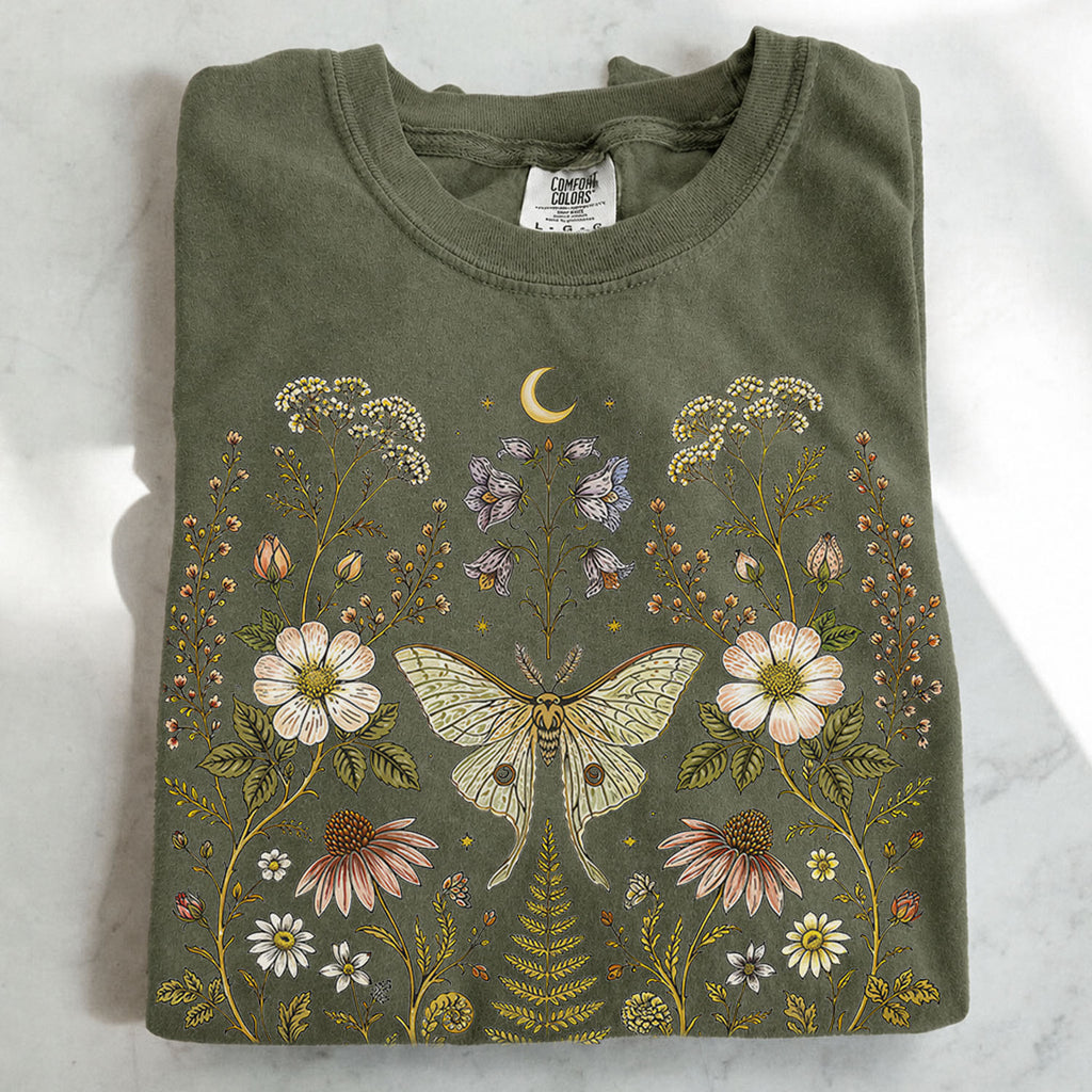 Whimsical Moth Wildflower T-Shirt