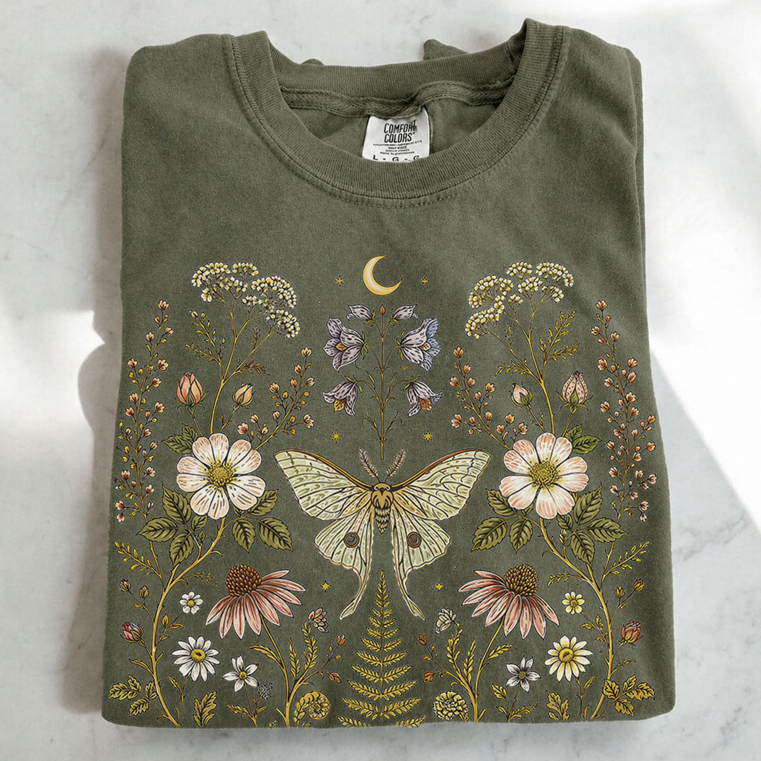 Whimsical Moth Wildflower T-Shirt