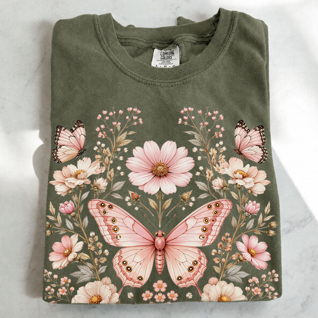 Pink Butterfly Graphic T-Shirt