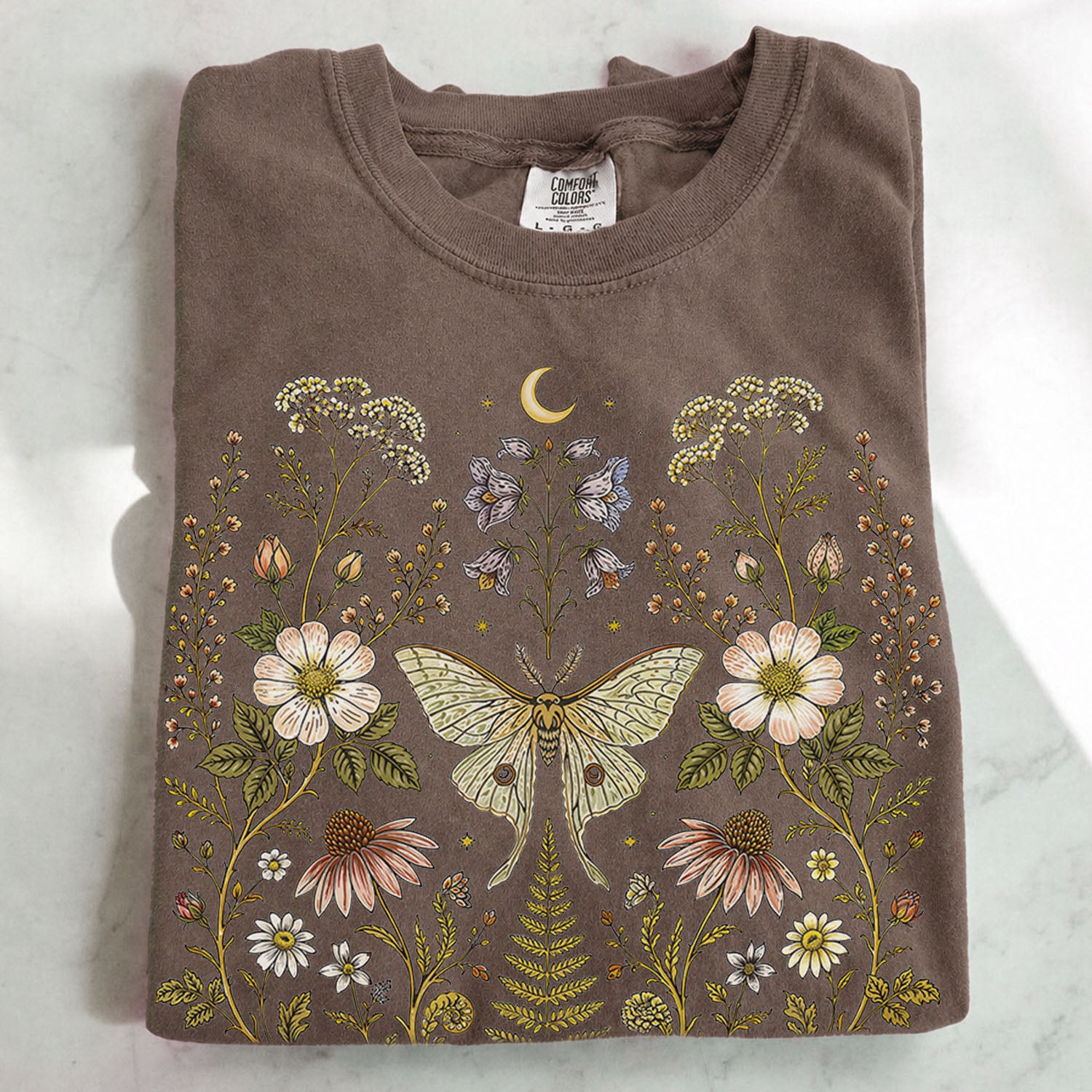 Whimsical Moth Wildflower T-Shirt