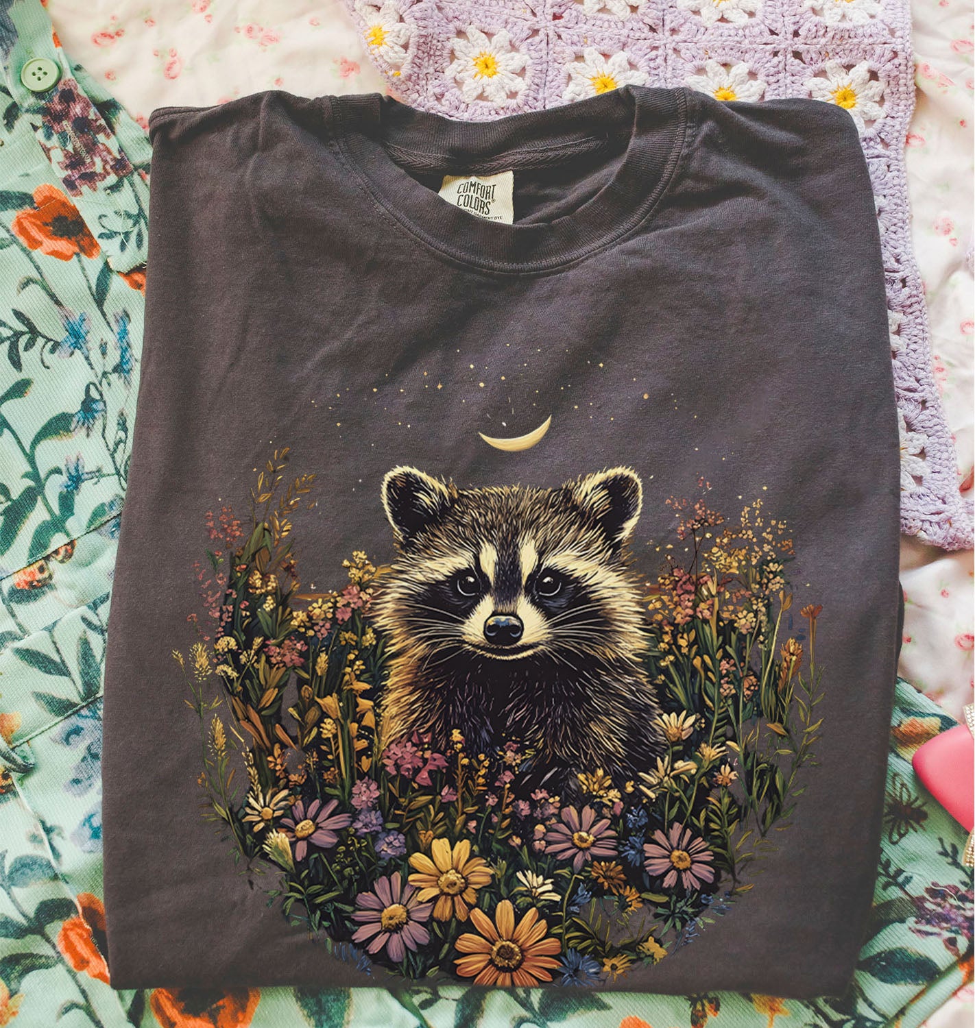 Raccoon Wildflower T-Shirt