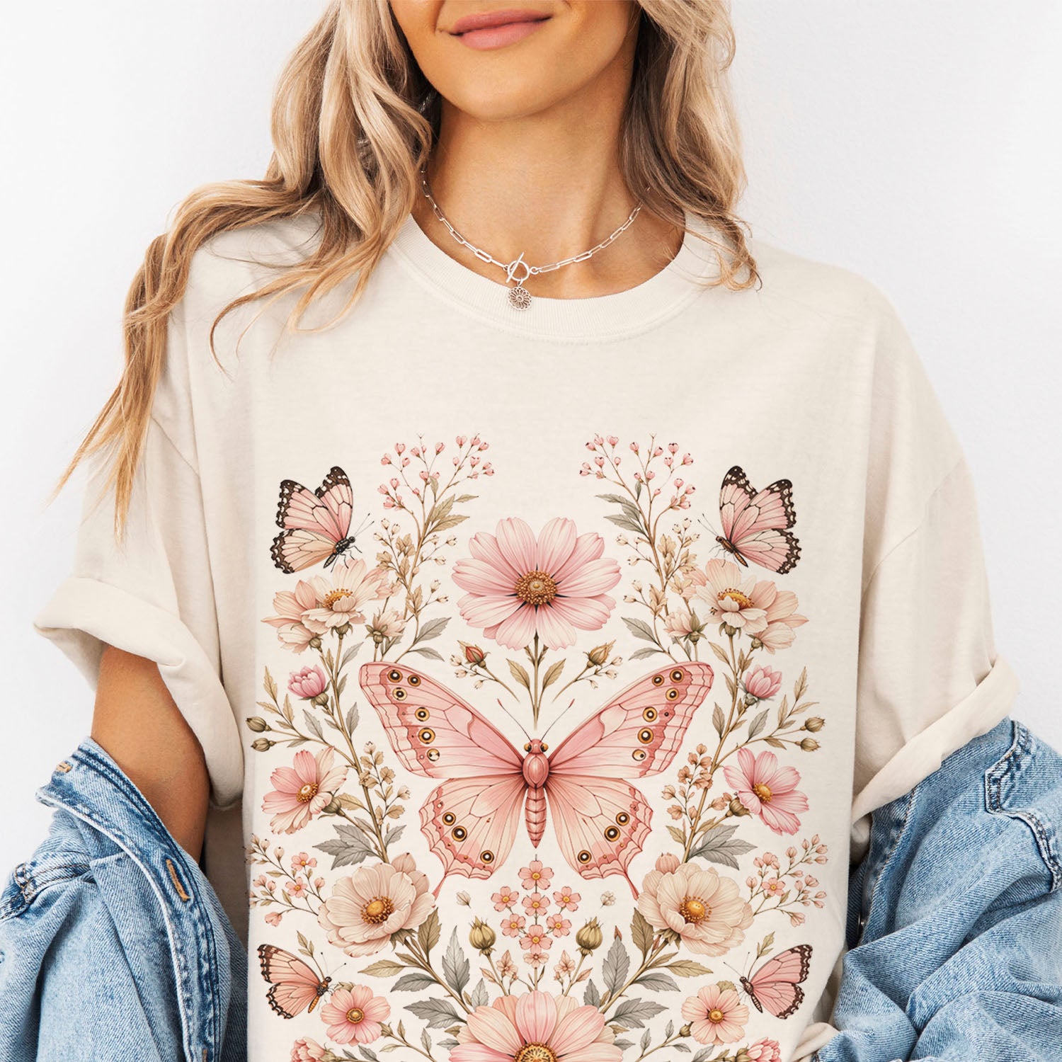 Pink Butterfly Graphic T-Shirt