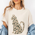 Daisy Cat Floral Graphic T-Shirt