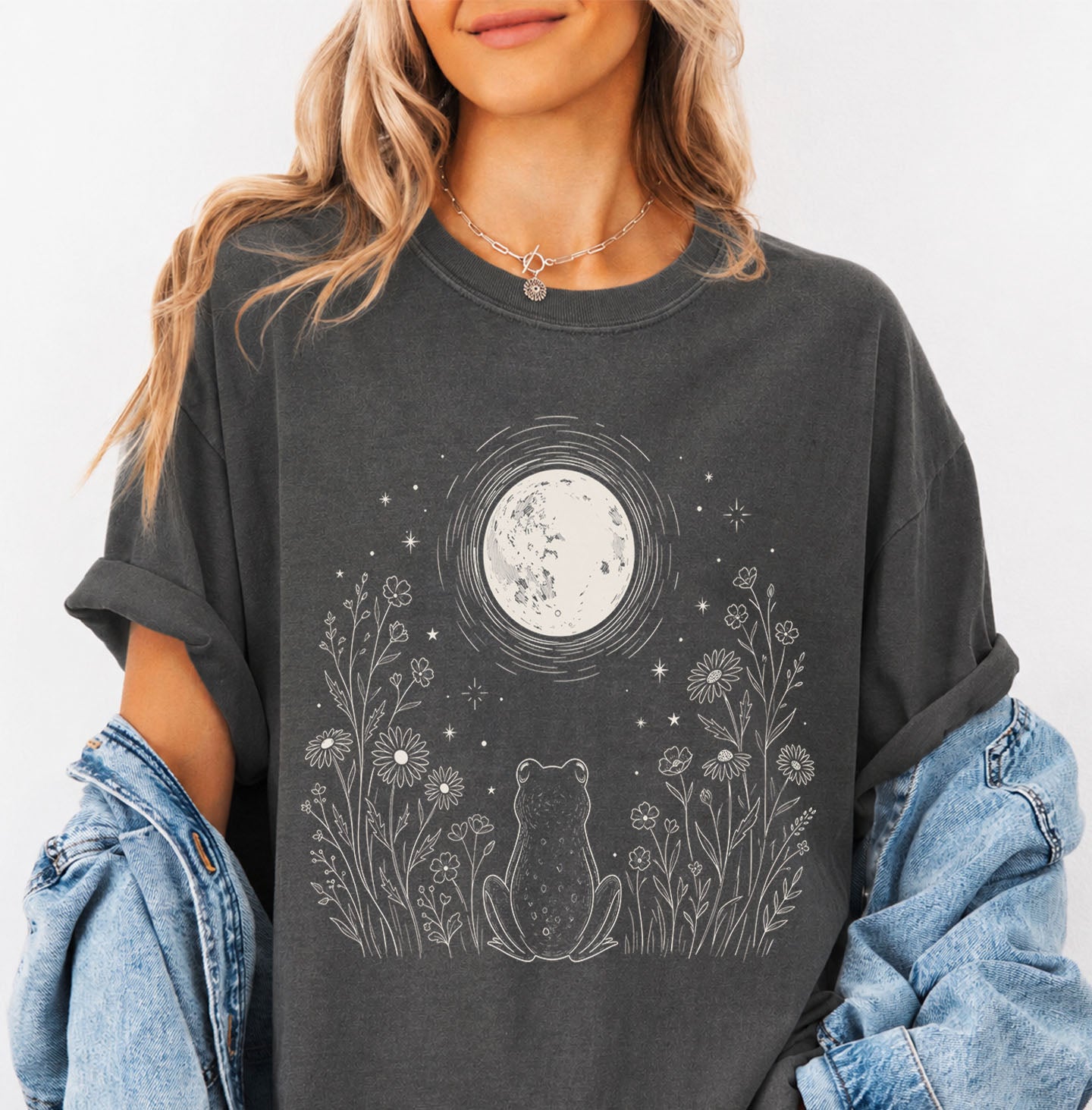 Frog Stargazing Moon T-Shirt