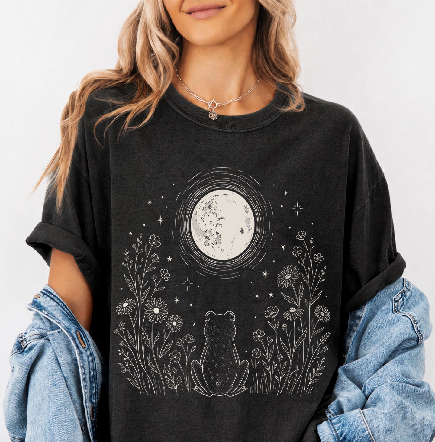 Frog Stargazing Moon T-Shirt