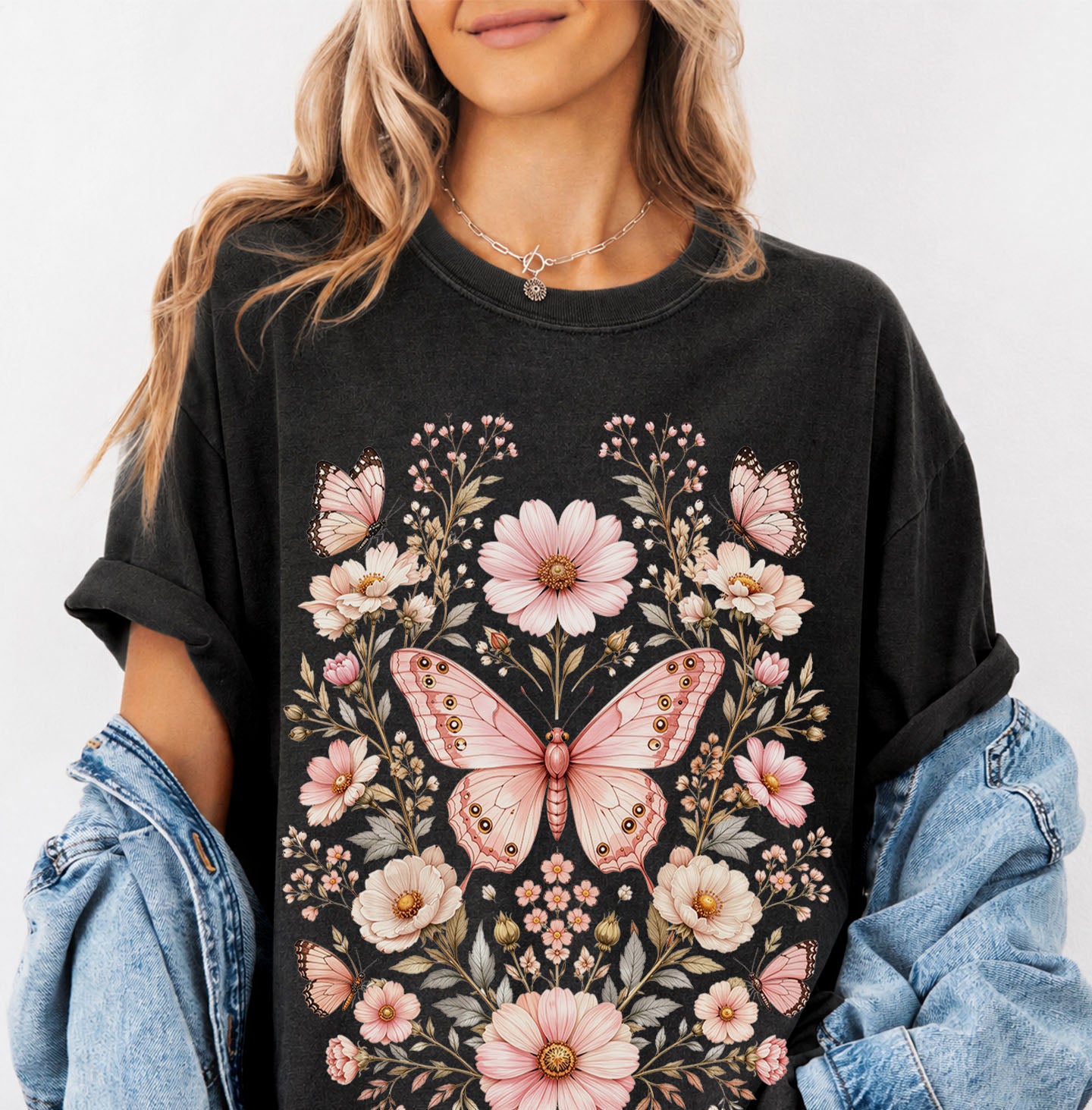 Pink Butterfly Graphic T-Shirt