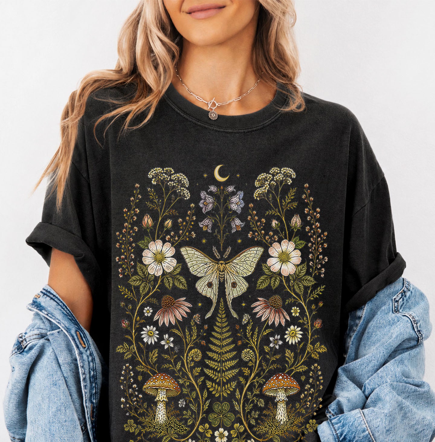 Whimsical Moth Wildflower T-Shirt