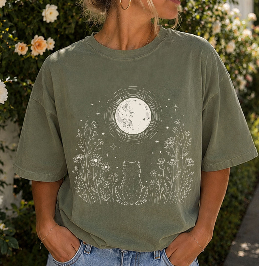 Frog Stargazing Moon T-Shirt