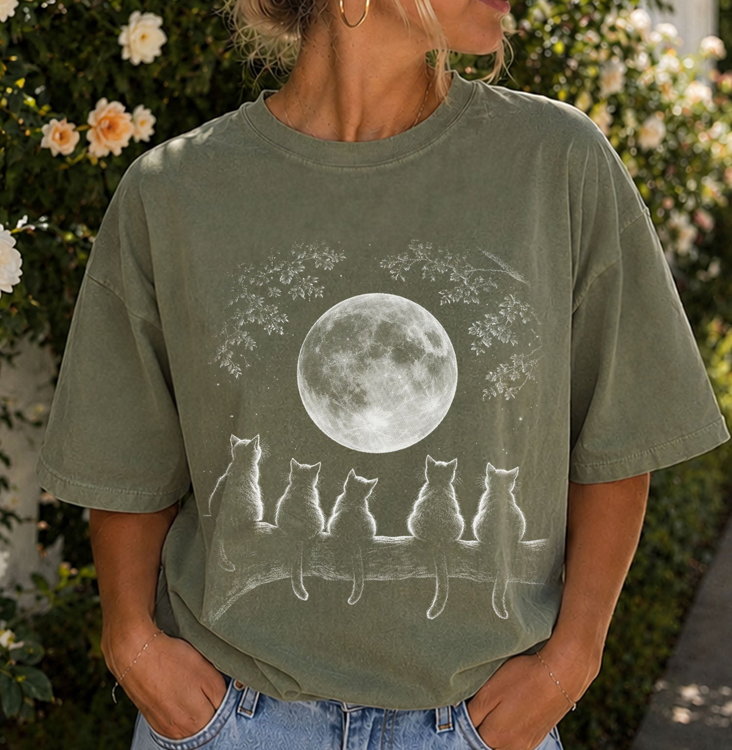The Moon Watchers Cat T-Shirt