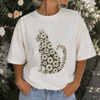 Daisy Cat Floral Graphic T-Shirt