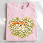 Orange Cat Wildflower T-Shirt