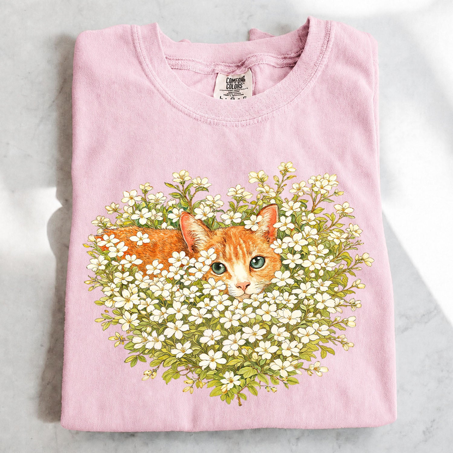 Orange Cat Wildflower T-Shirt