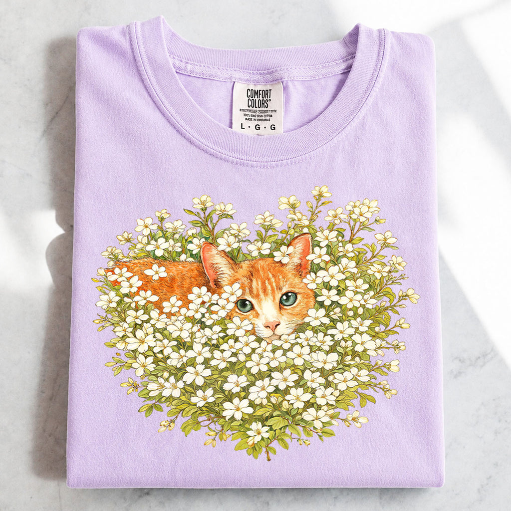 Orange Cat Wildflower T-Shirt