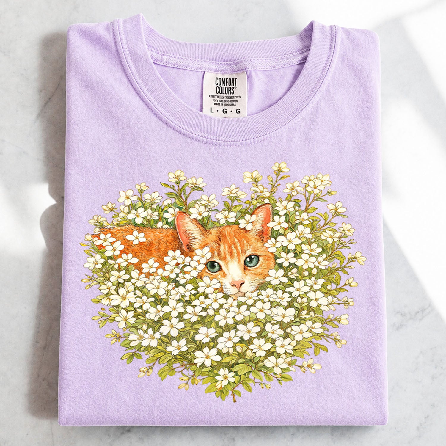 Orange Cat Wildflower T-Shirt