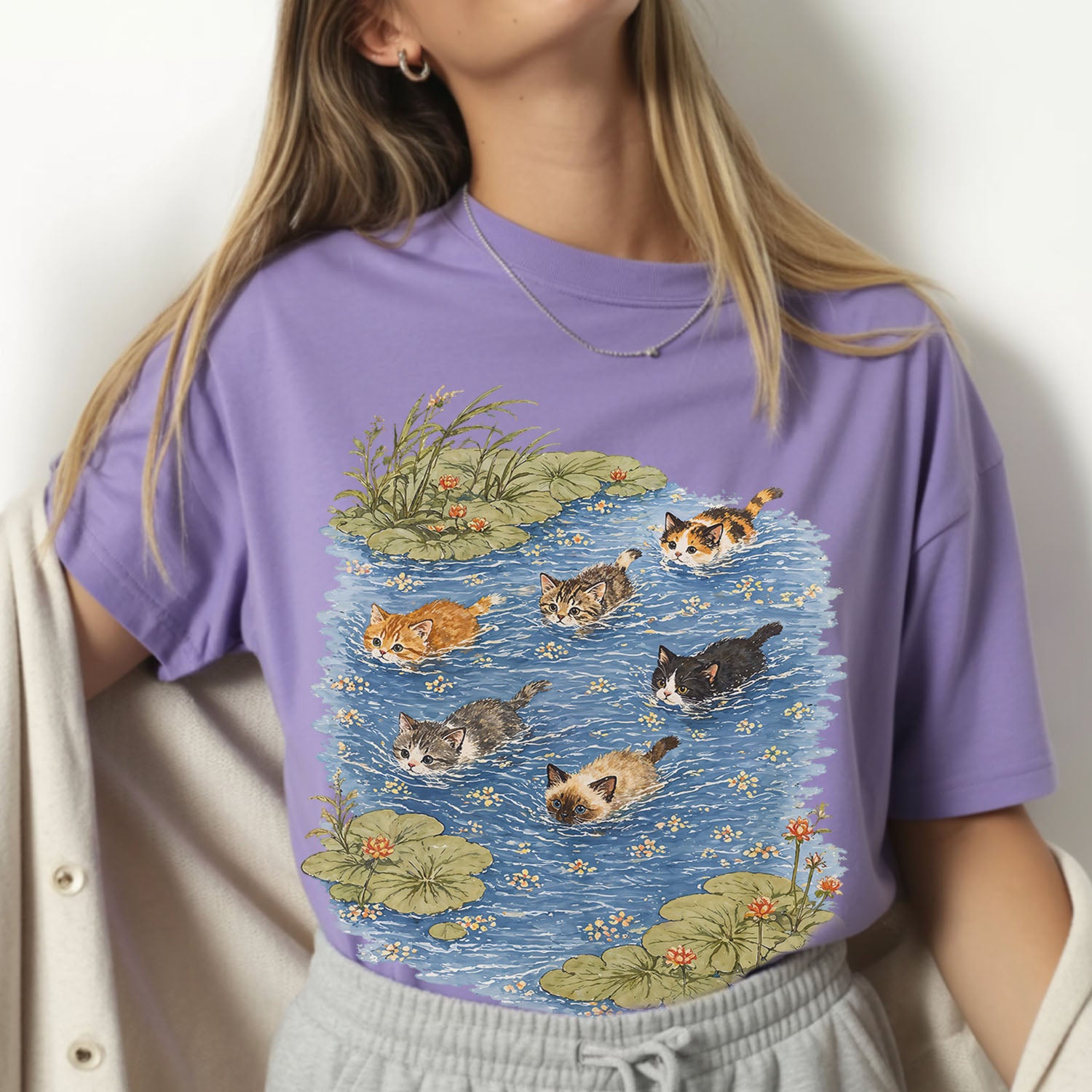 Swimming Cats in Pond T-Shirt