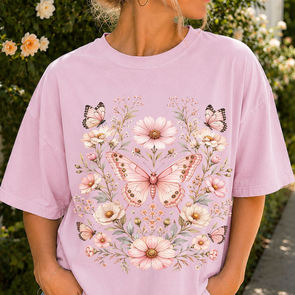 Pink Butterfly Graphic T-Shirt