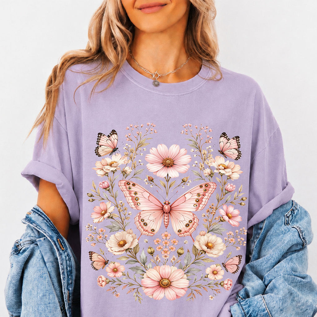 Pink Butterfly Graphic T-Shirt