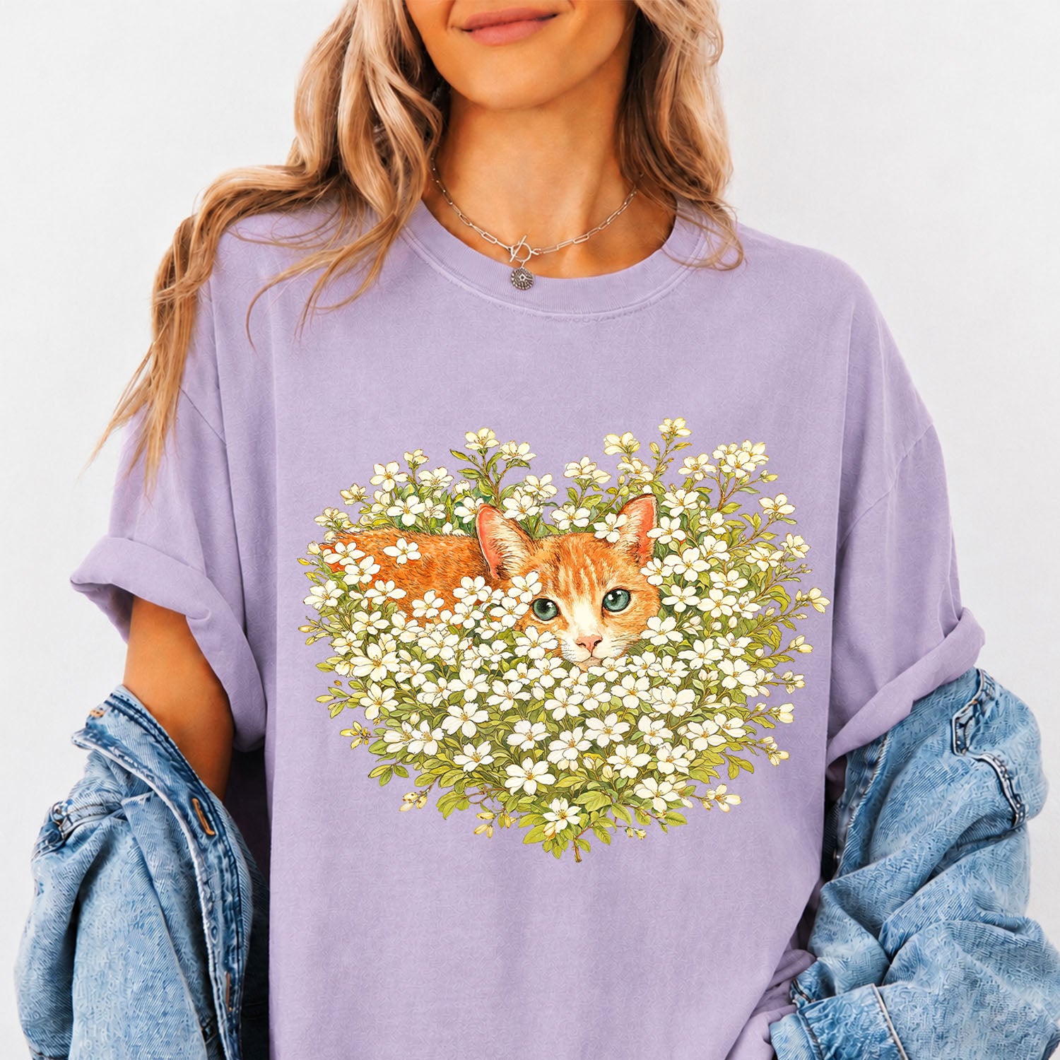 Orange Cat Wildflower T-Shirt