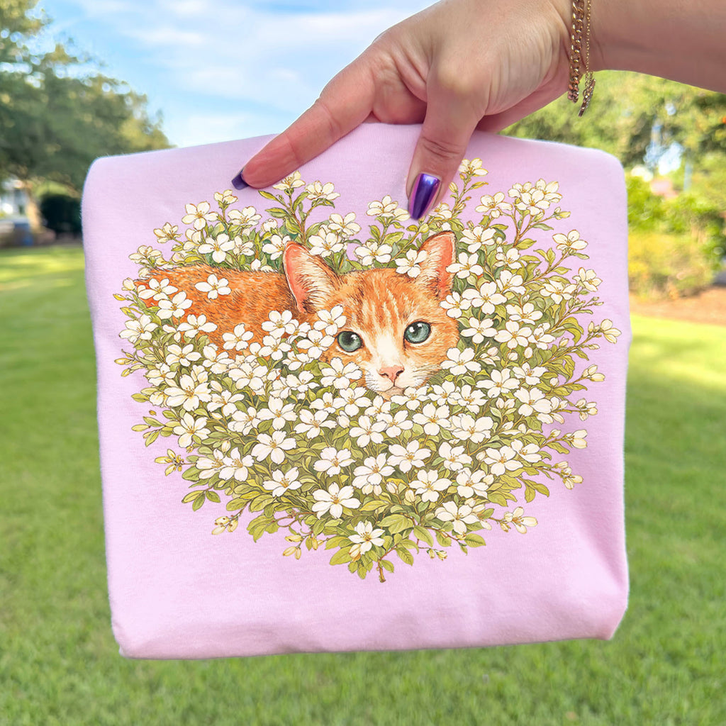 Orange Cat Wildflower T-Shirt