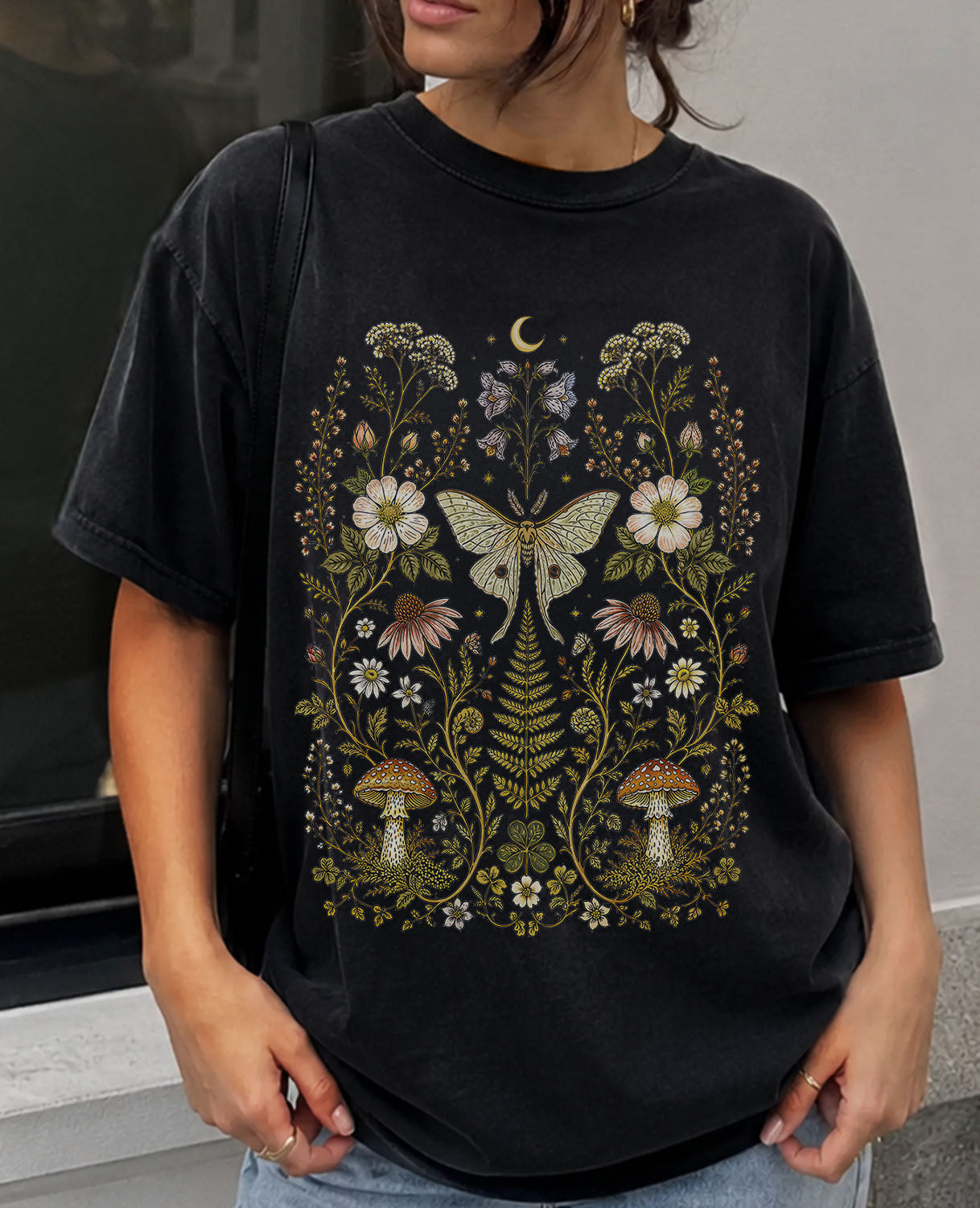 Whimsical Moth Wildflower T-Shirt