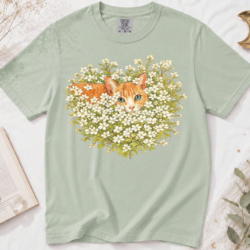 Orange Cat Wildflower T-Shirt