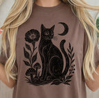 Linocut Black Cat T-Shirt