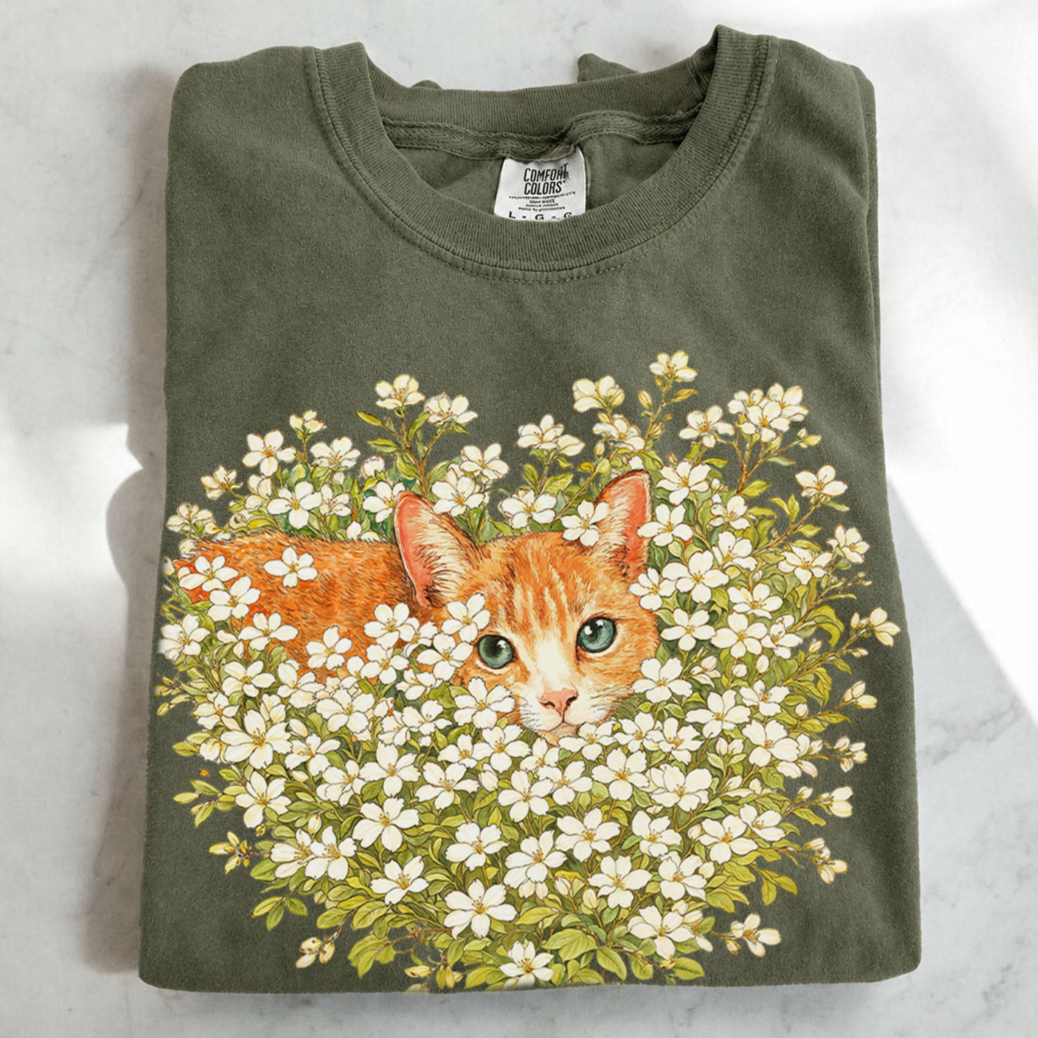 Orange Cat Wildflower T-Shirt