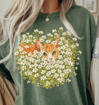 Orange Cat Wildflower T-Shirt