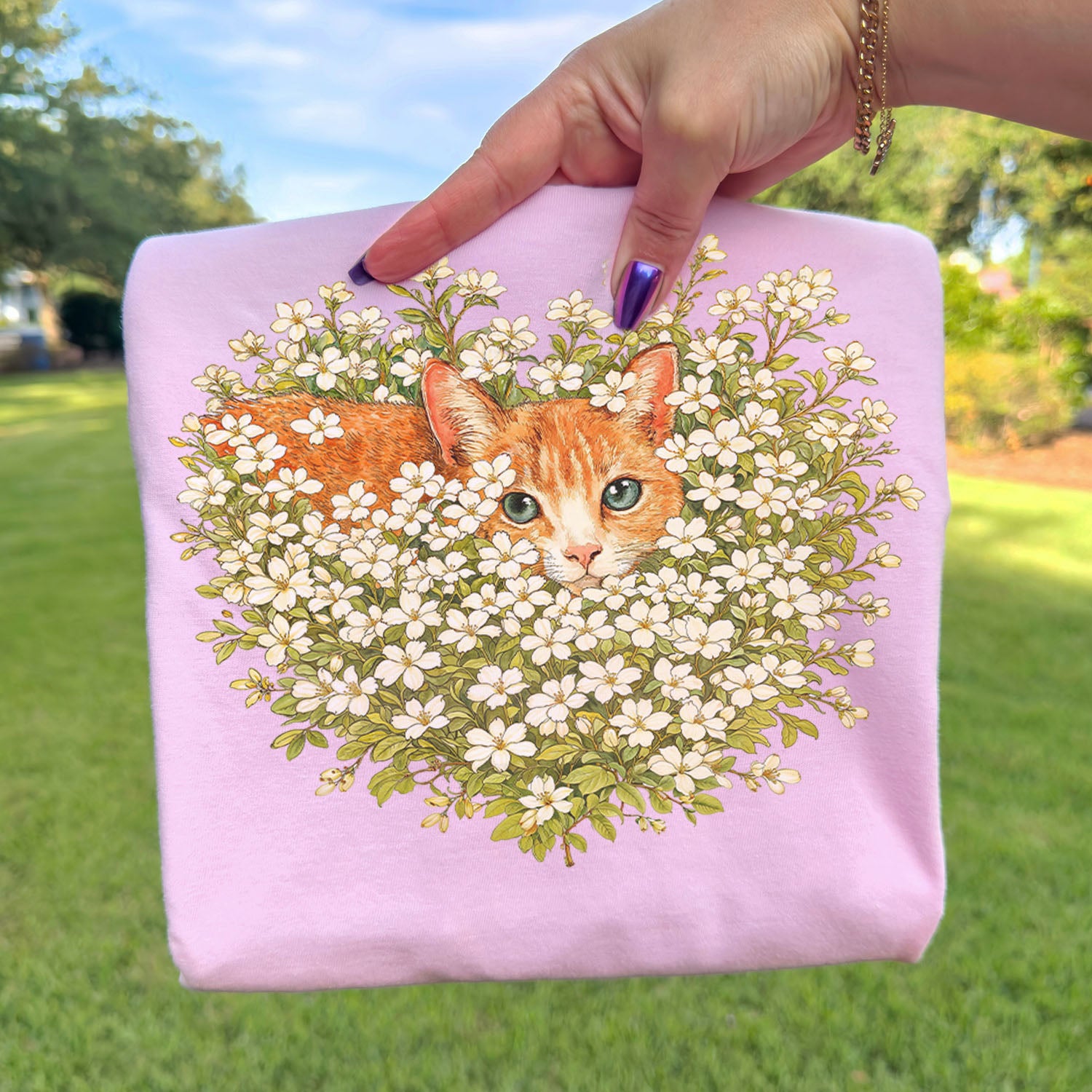 Orange Cat Wildflower T-Shirt