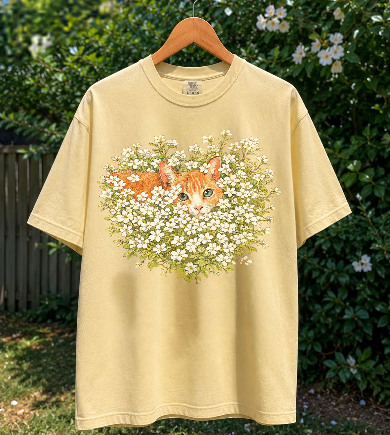Orange Cat Wildflower T-Shirt