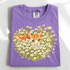 Orange Cat Wildflower T-Shirt