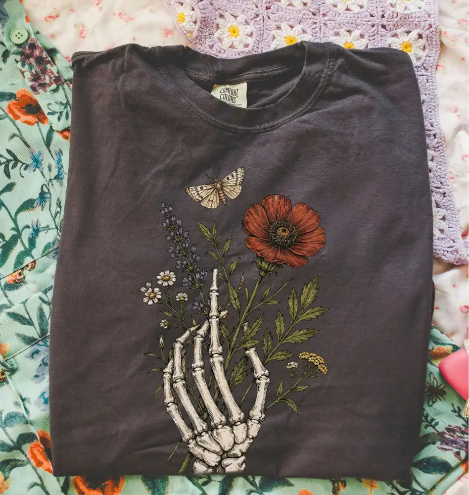 Skeleton Bouquet T-Shirt - Charmed and Wyld